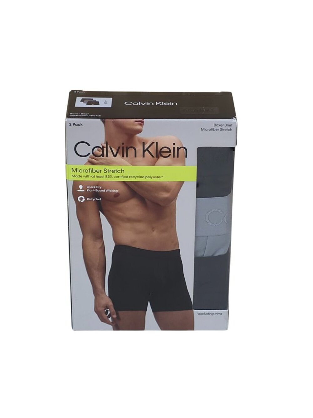Calvin Klein Mens Microfiber Stretch Boxer Briefs 3-Pack L Moisture Wicking